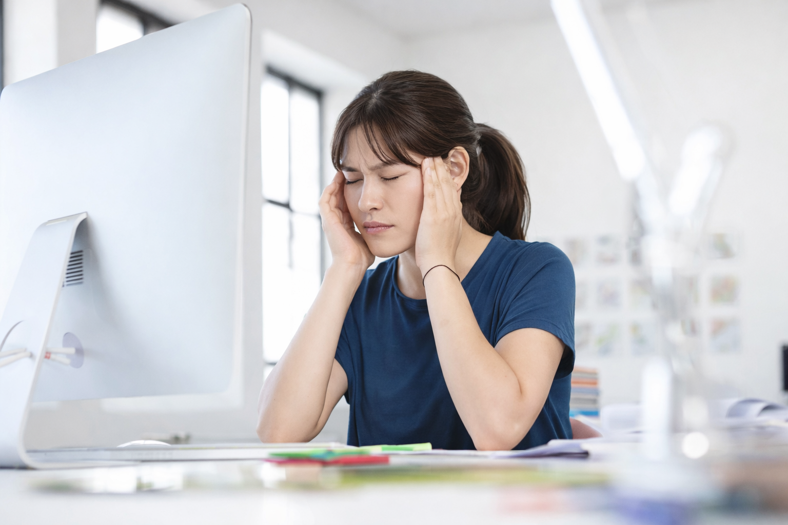 肩こりが悪化して頭の重さにつながるイメージ