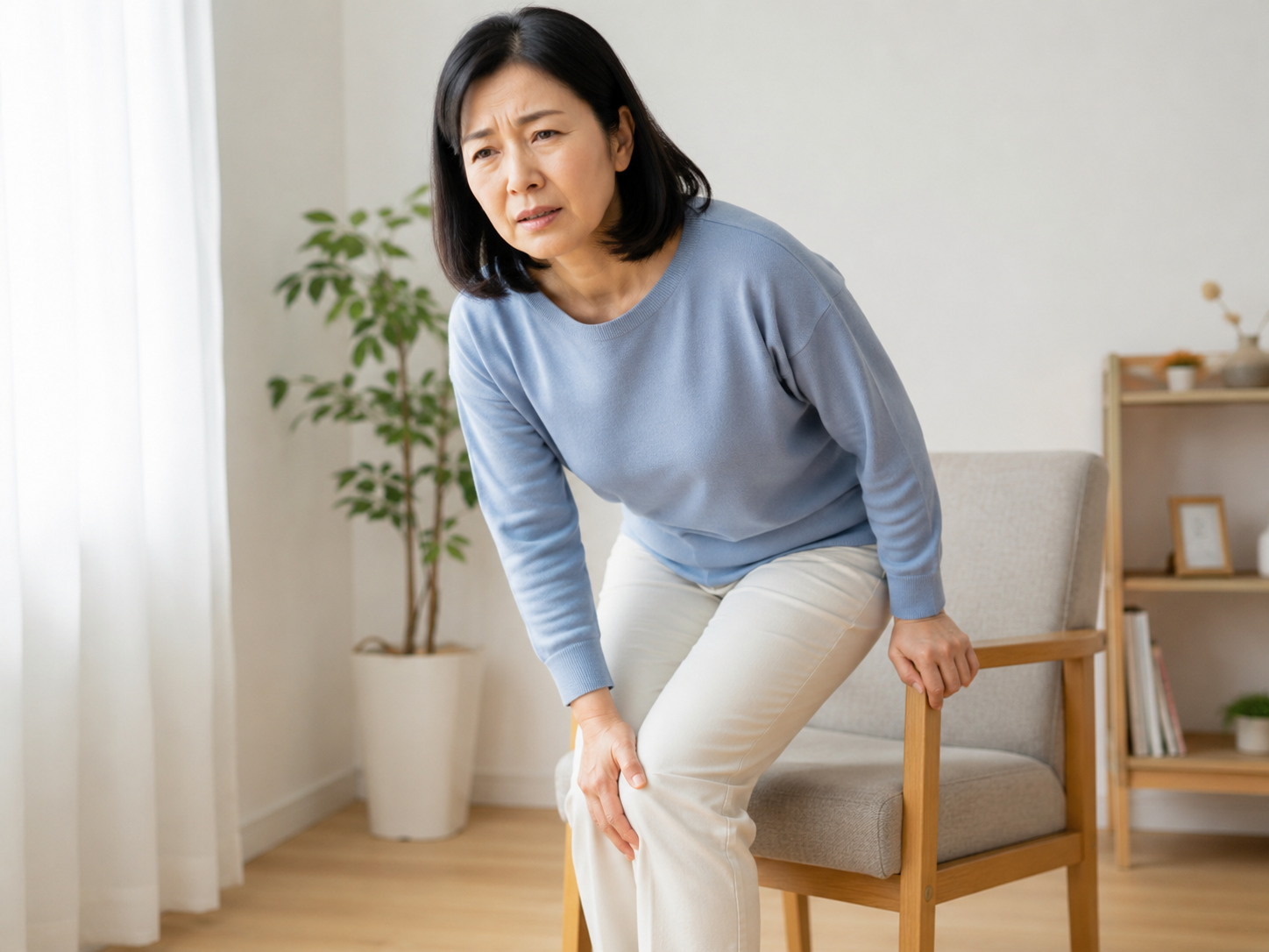 椅子から立ち上がる時に膝が痛い方のイメージ