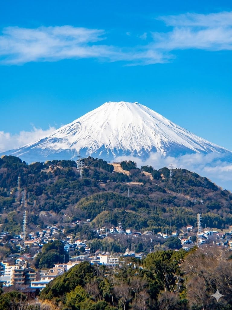 安房口神社周辺から見える富士山の眺め