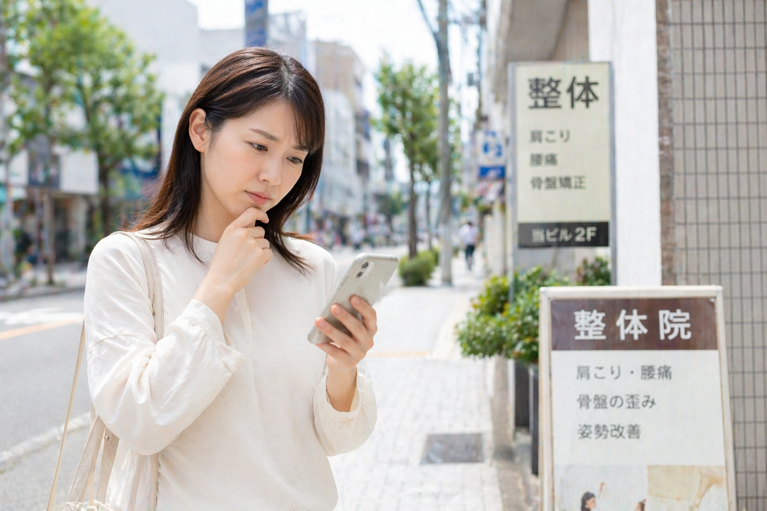 肩こりで整体院を探している女性のイメージ