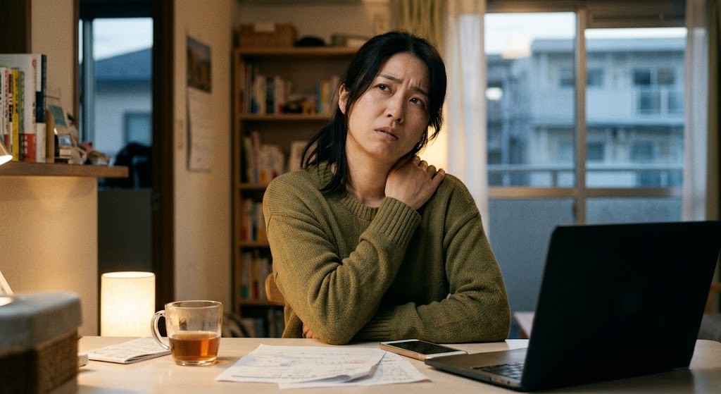 肩こりや疲れで悩んでいる女性のイメージ