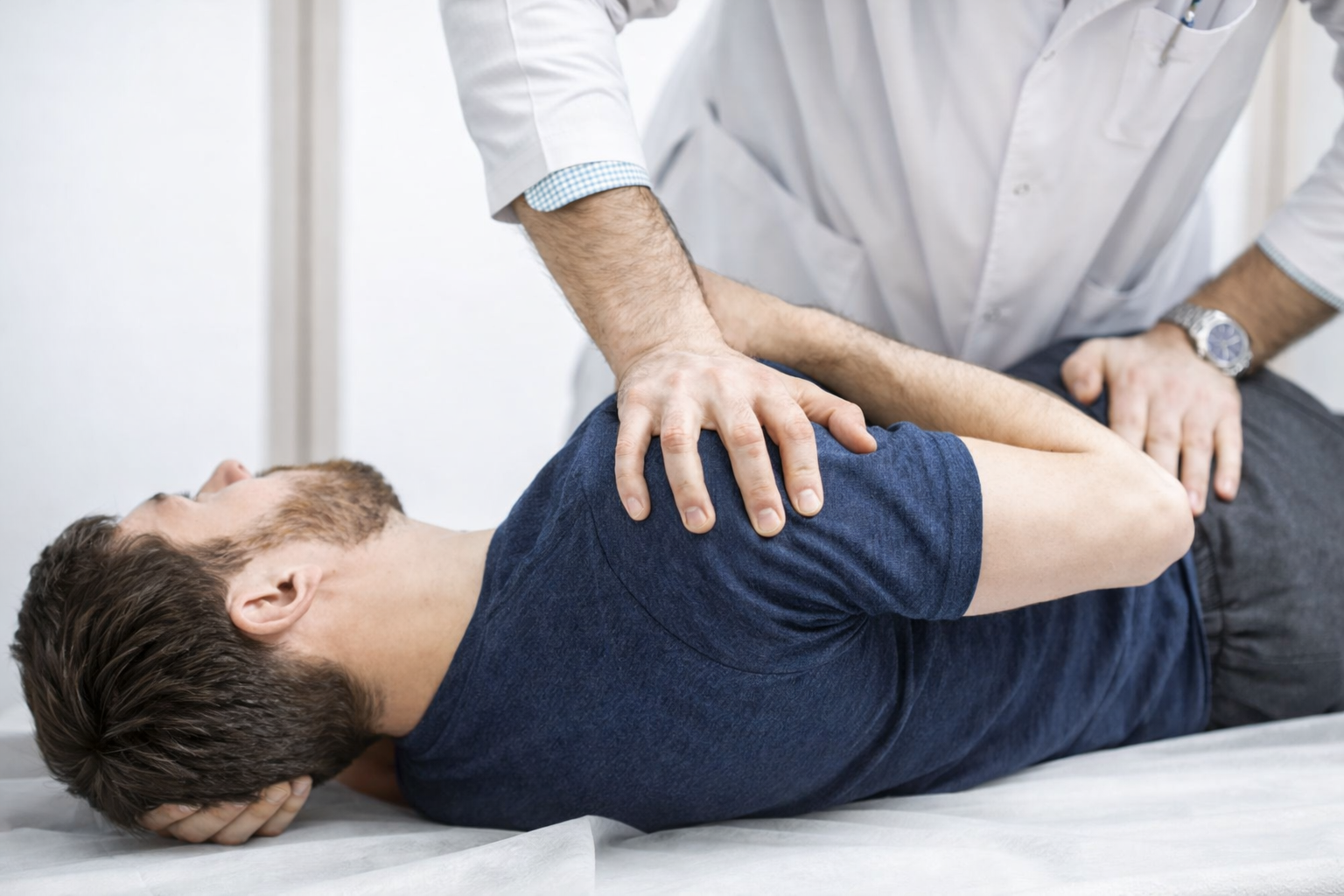 姿勢バランスを整える整体施術の様子