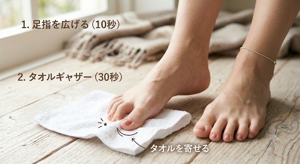 外反母趾の負担を減らすための足指セルフケアのイメージ写真