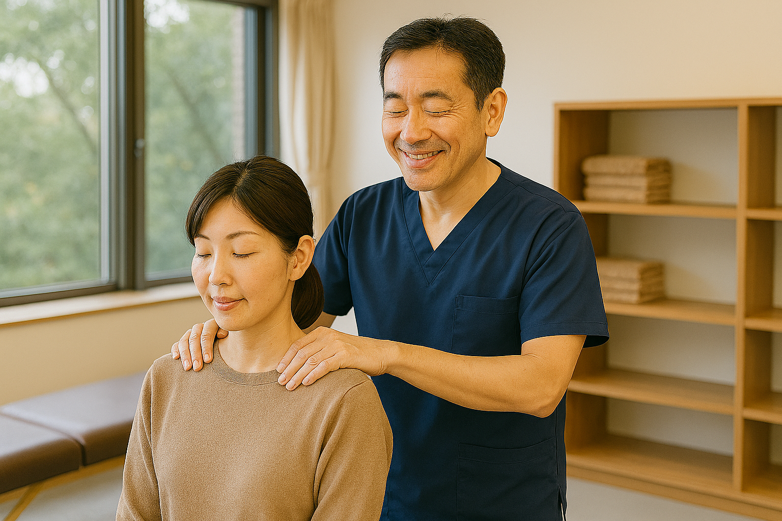 横須賀市湘南山手の湘南山手整体院で肩こり施術を行っている様子