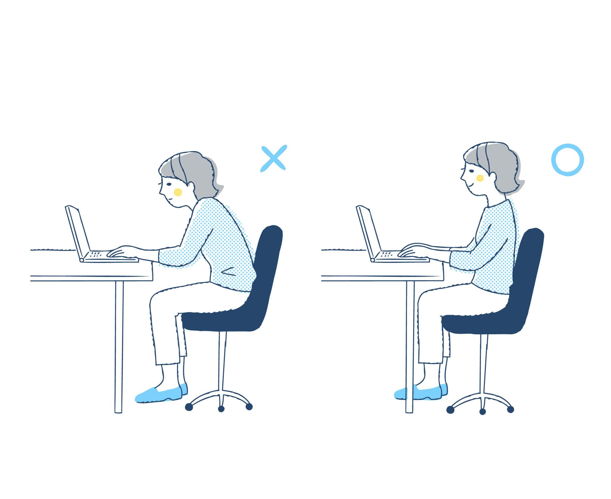 肩こりの原因となる前傾姿勢の例