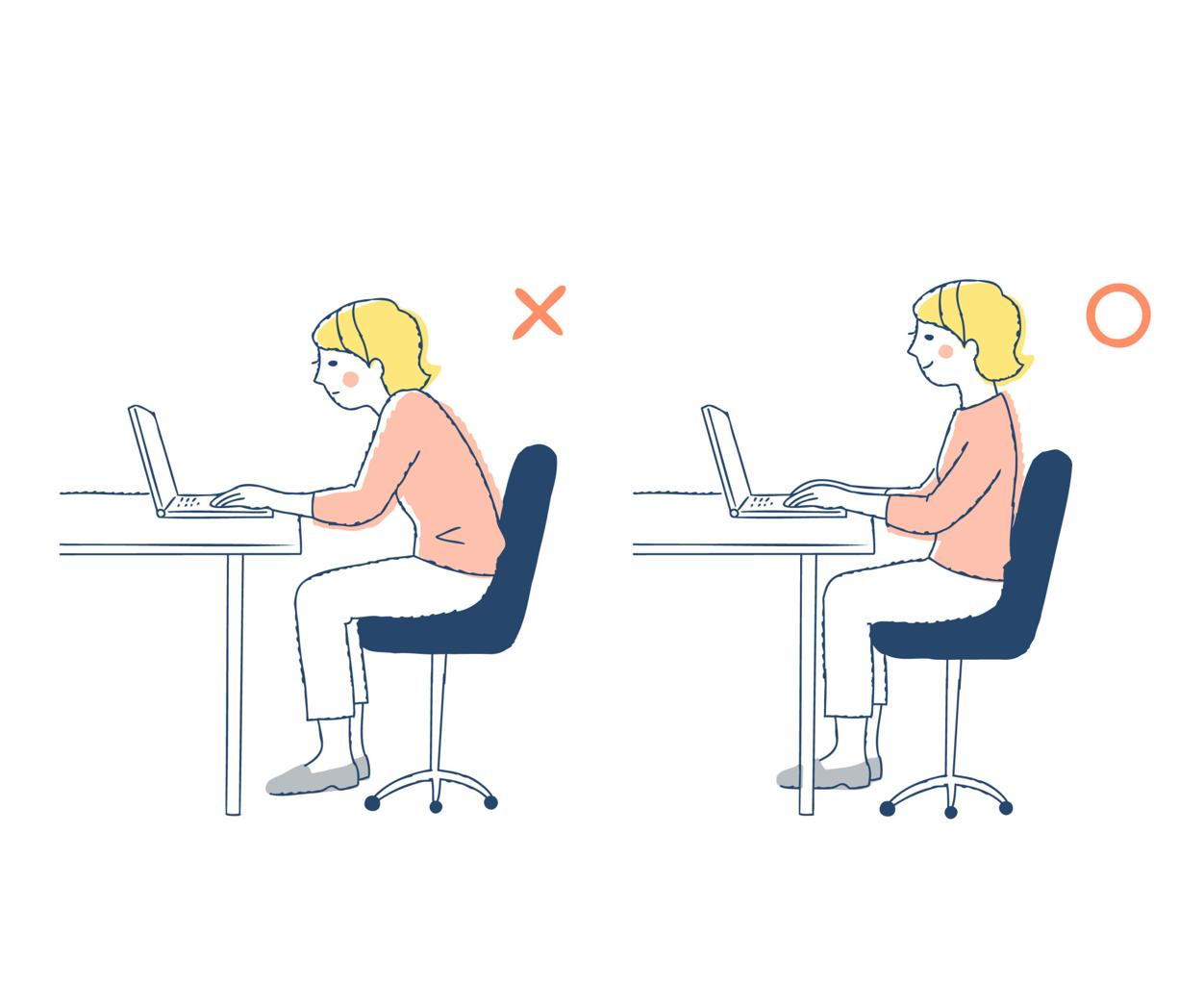 姿勢の崩れによる肩こりの原因イメージ