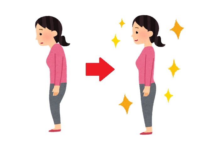 姿勢が改善した女性のイラストです。