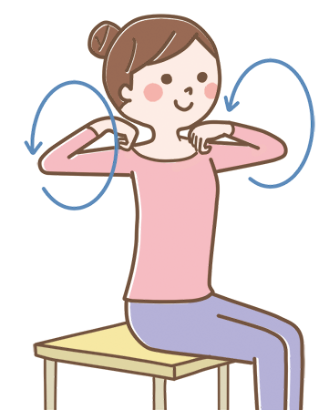 女性が肩を回しているイラストです。